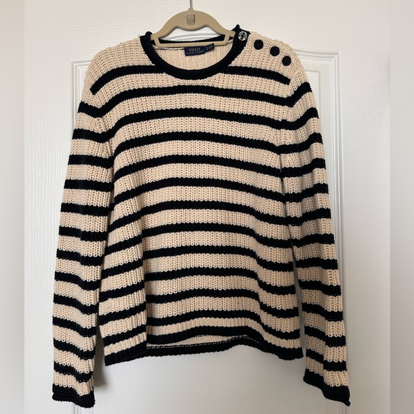 Polo Ralph Lauren Sweaters - Polo by Ralph Lauren Navy and Cream Striped Sweater